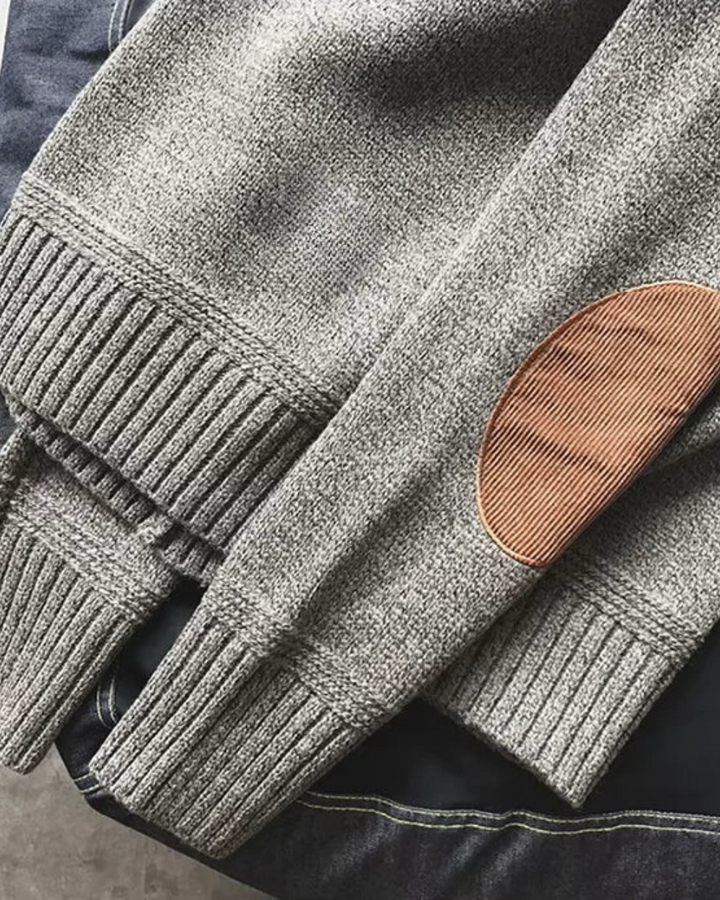 Henryk - Sweter z Wełny z Naszywkami na Łokciach